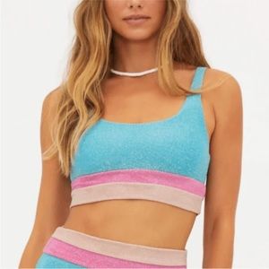 Beach Riot Mackenzie Top Aquamarine Shine Colorblock